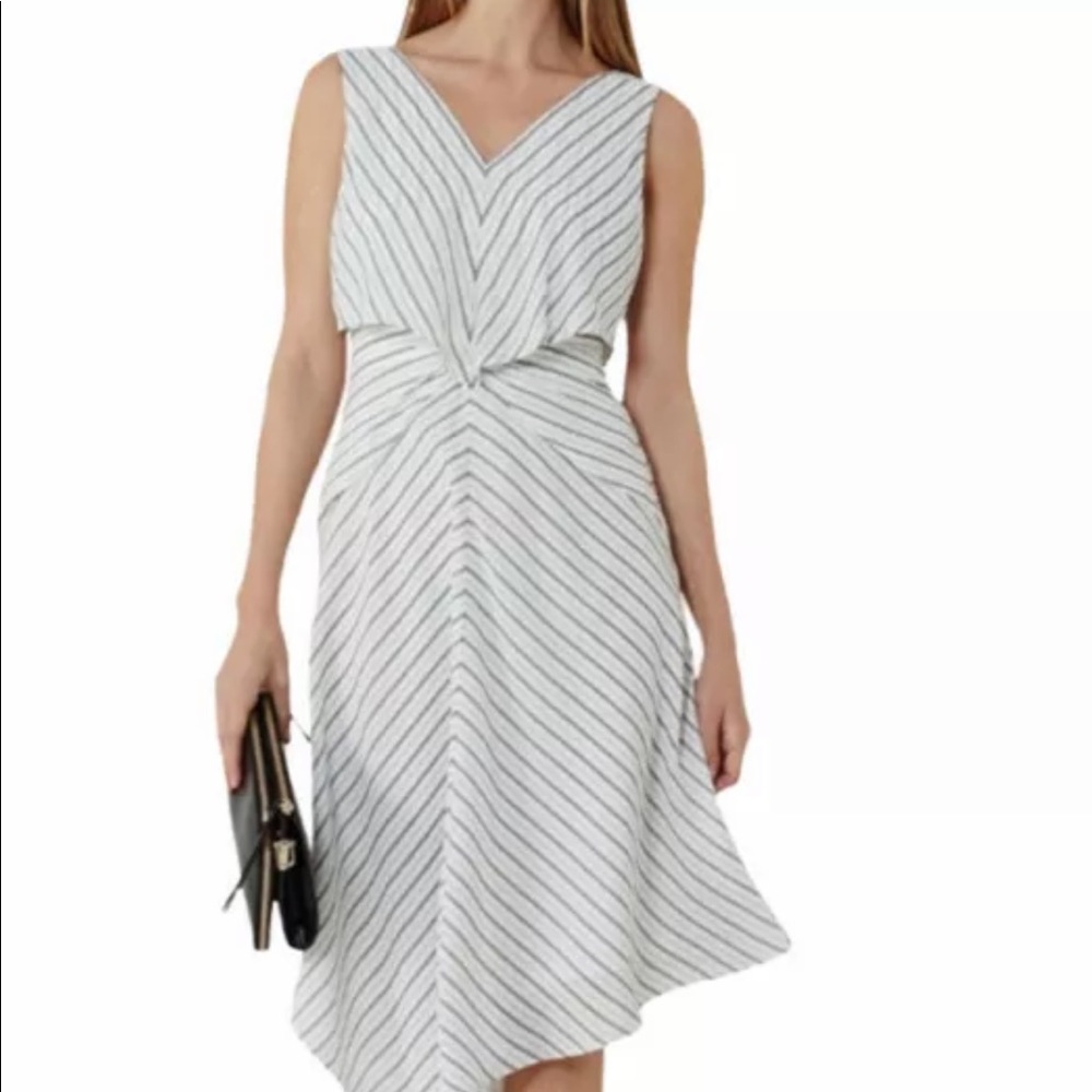 Reiss Rhoni Striped Black White Dress